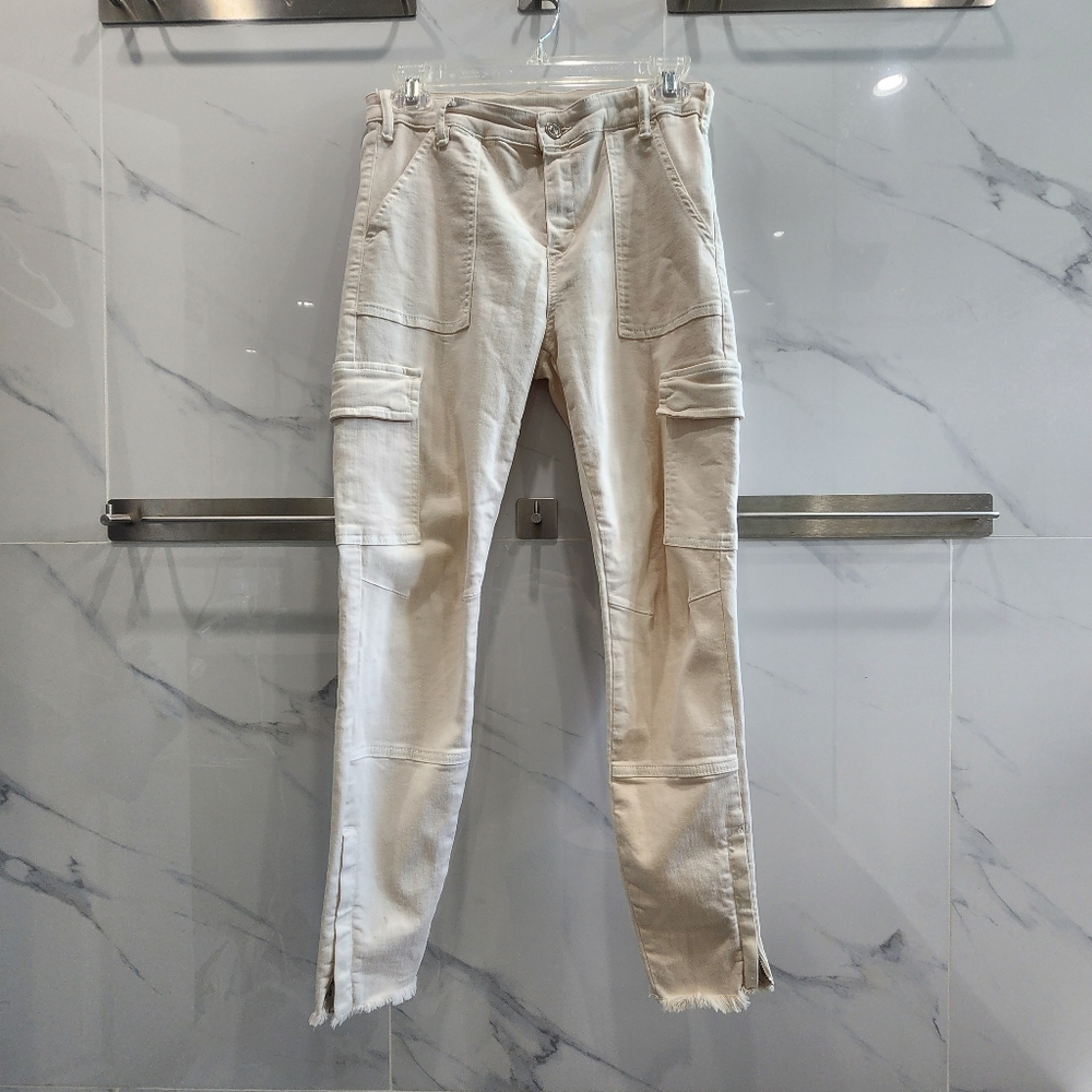 Allsaints White Cargo Duran Zipper Skinny Pants Jean